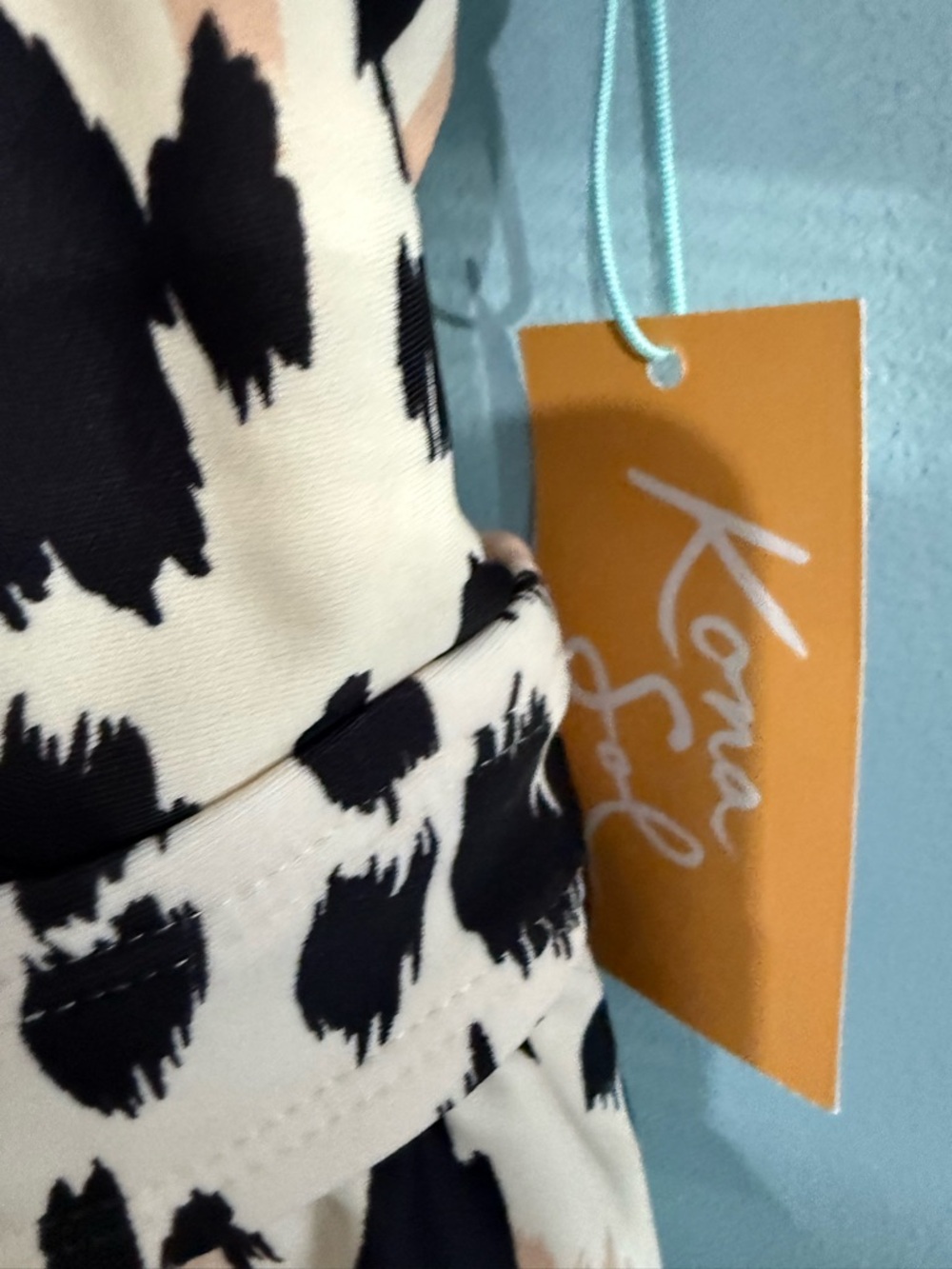 Kona Sol Animal Print One-Piece Swim Dress - Cream/Black/Brown - Picture 11 of 16